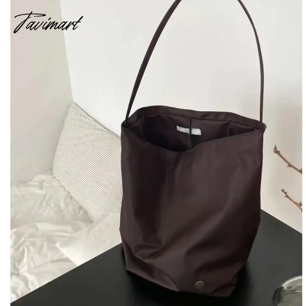 TAVIMART  Korean Fashion Nylon Shoulder Bags Women New Autumn Bucket Bags High-capacity Simple Solid Totes 2024 Bolsas Mujer Сумка