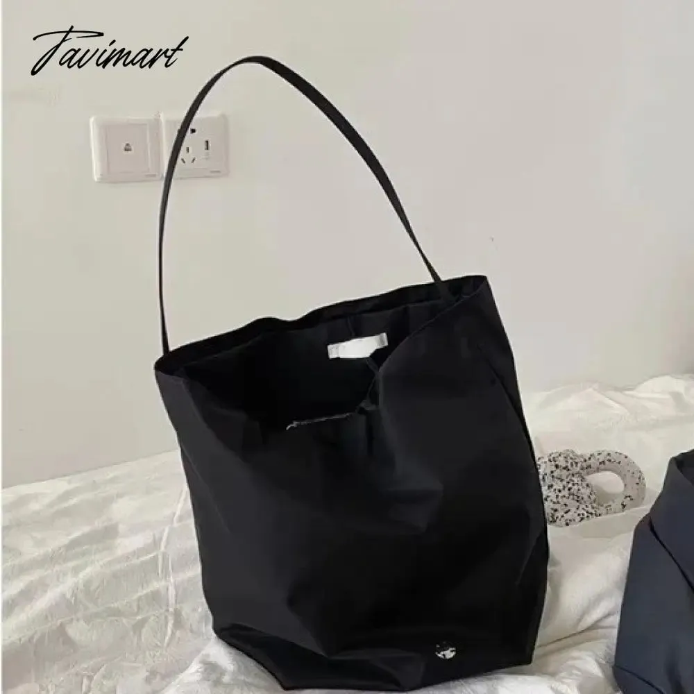 TAVIMART  Korean Fashion Nylon Shoulder Bags Women New Autumn Bucket Bags High-capacity Simple Solid Totes 2024 Bolsas Mujer Сумка