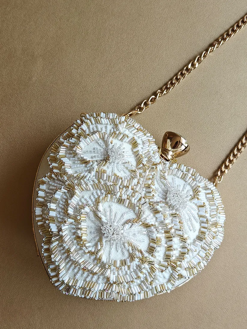 The Floral Heart Sling In Pearl White