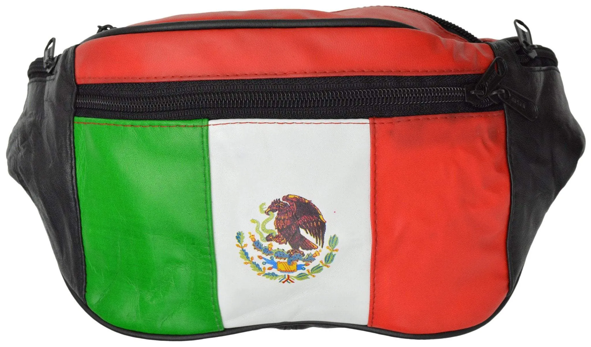 Top Grain Genuine leather Mexican Flag Waist Bag/Fanny Pack/ Waist Hip Purse 965 (C)