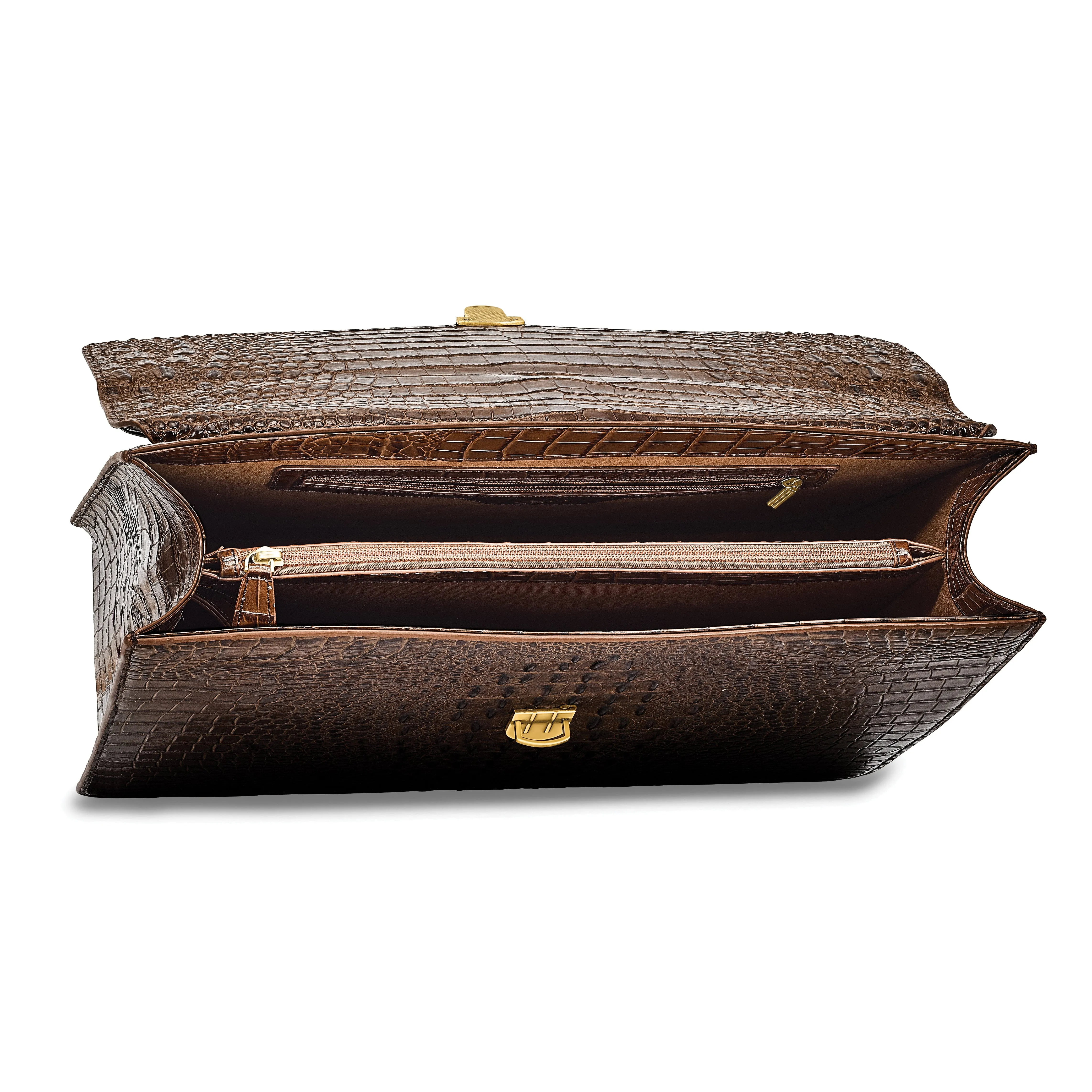 Top Grain Leather Croc Brown Briefcase Messenger Bag