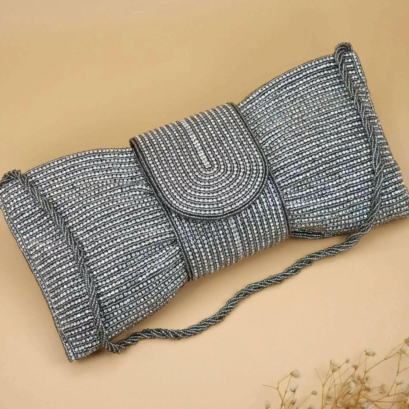 Twinkle Bridal Clutch Bag Silver Grey