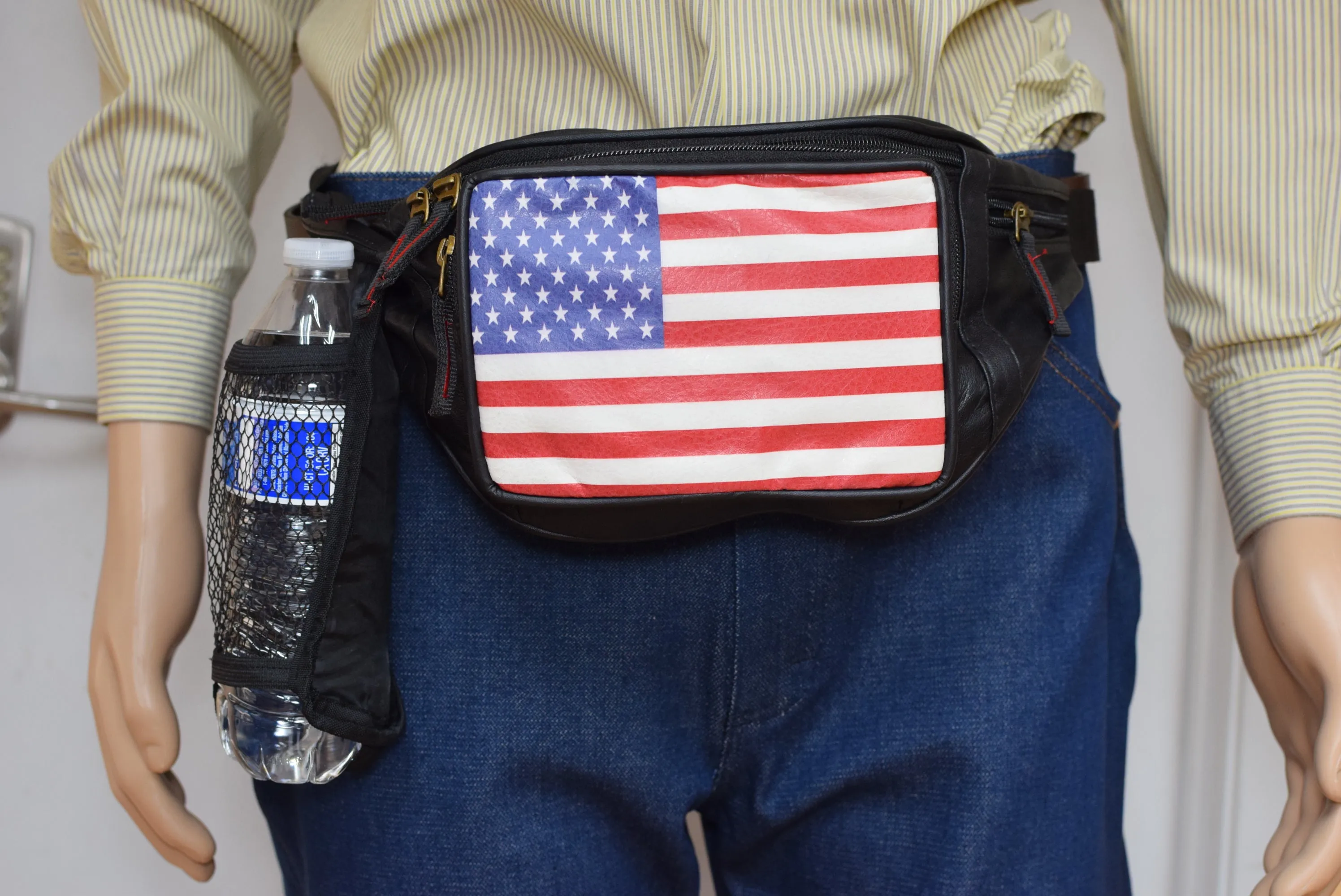 USA Flag Fanny Pack Stars & Stripes Leather Men Waist Belt Bag -Women Purse Hip Pouch Travel