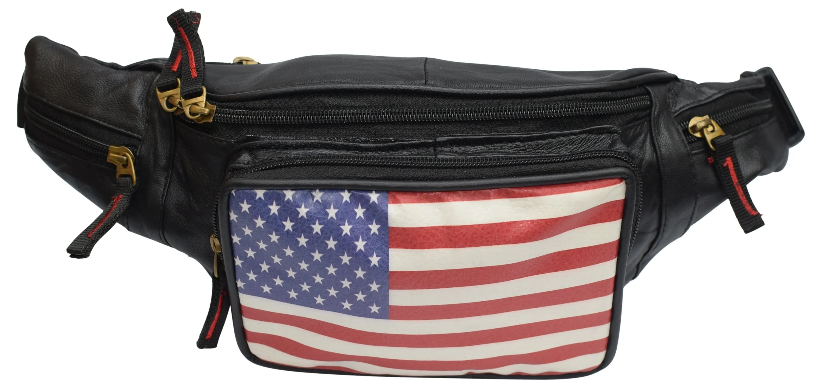 USA Flag Fanny Pack Stars & Stripes Leather Men Waist Belt Bag -Women Purse Hip Pouch Travel