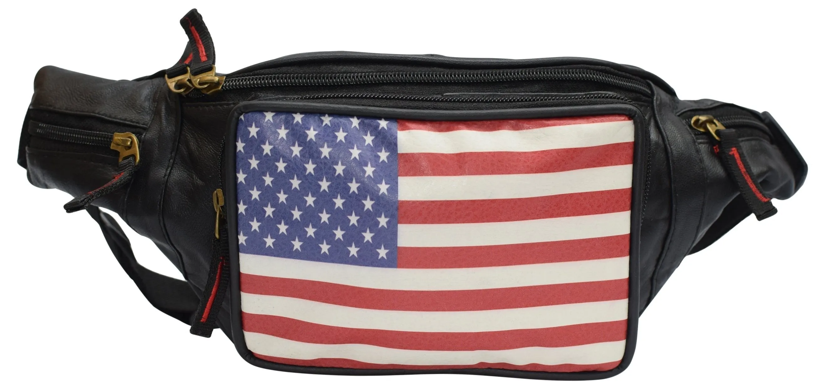 USA Flag Fanny Pack Stars & Stripes Leather Men Waist Belt Bag -Women Purse Hip Pouch Travel