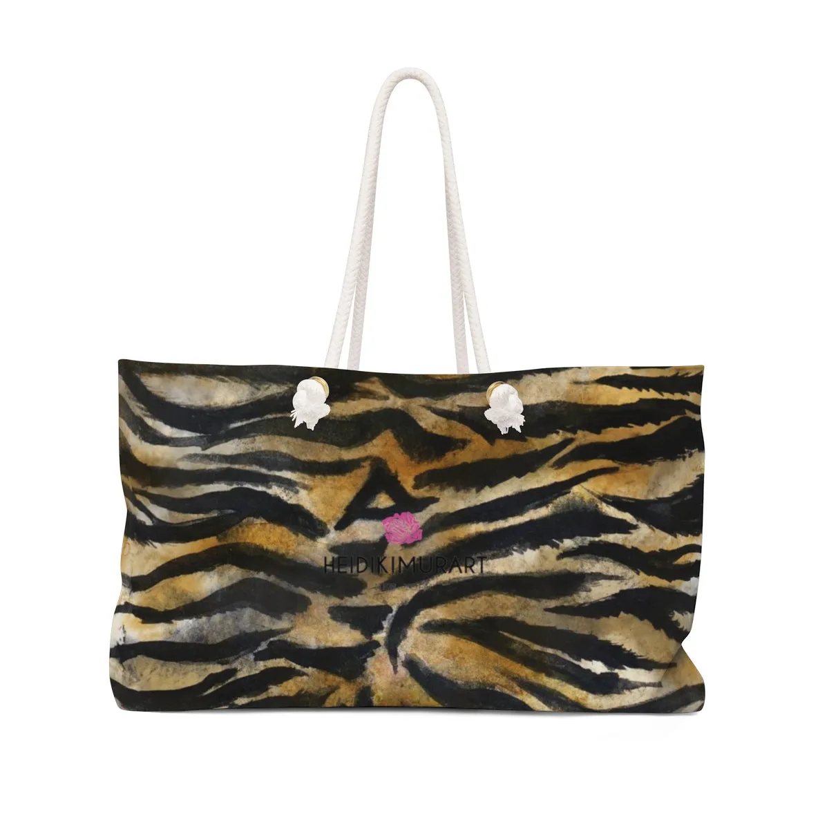 Wild Tiger Stripe Weekender Bag, Animal Print Pattern Designer 24"x13" Weekender Bag - Made in USA