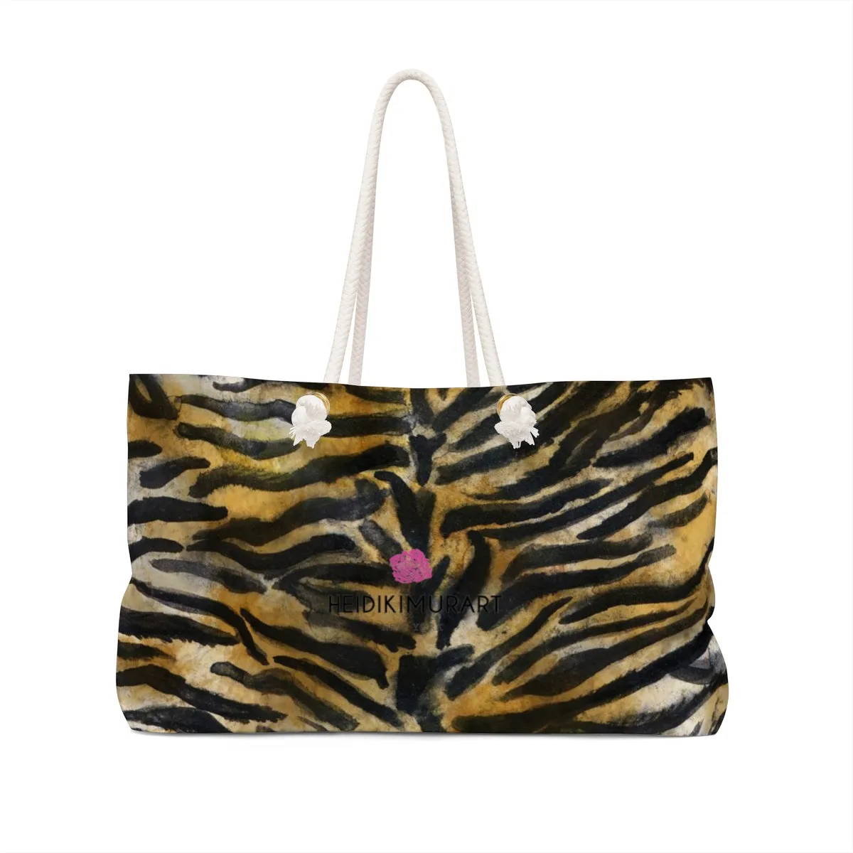 Wild Tiger Stripe Weekender Bag, Animal Print Pattern Designer 24"x13" Weekender Bag - Made in USA