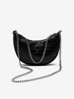 Women Accessories Black Textured Crescent Sling Bag