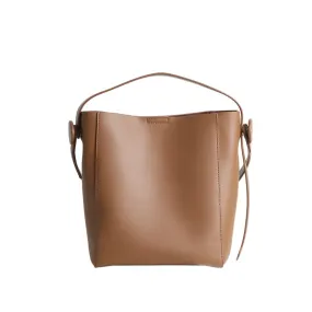 Womens Smooth Leather Bucket Tote Bag