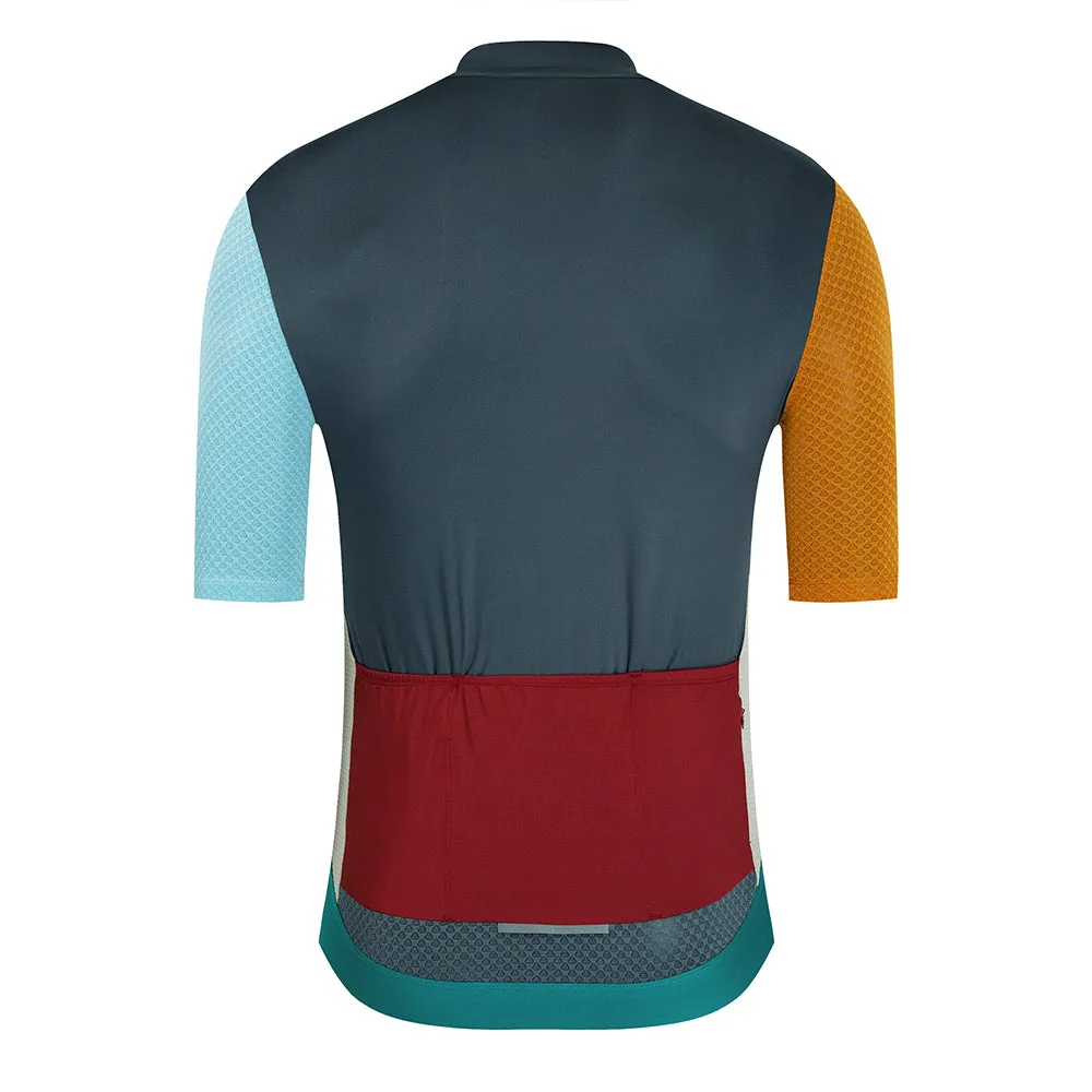 YKYW 2024 Men's New Cycling Jersey Moisture Wicking Quick Dry Multiple Color Combinations Colorblocking Blue Khaki