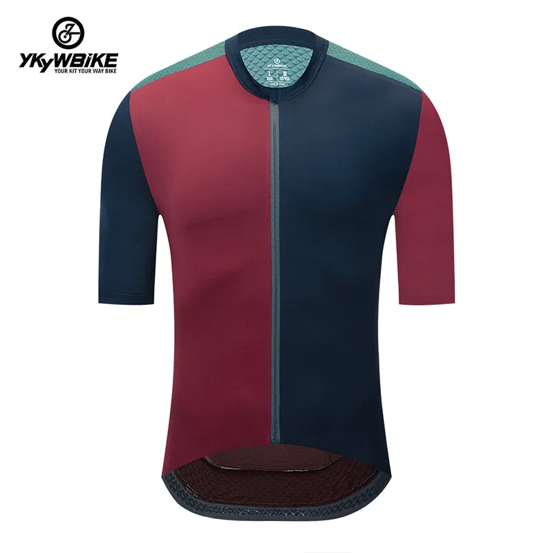 YKYW 2024 Men's New Cycling Jersey Moisture Wicking Quick Dry Multiple Color Combinations Colorblocking Blue Khaki