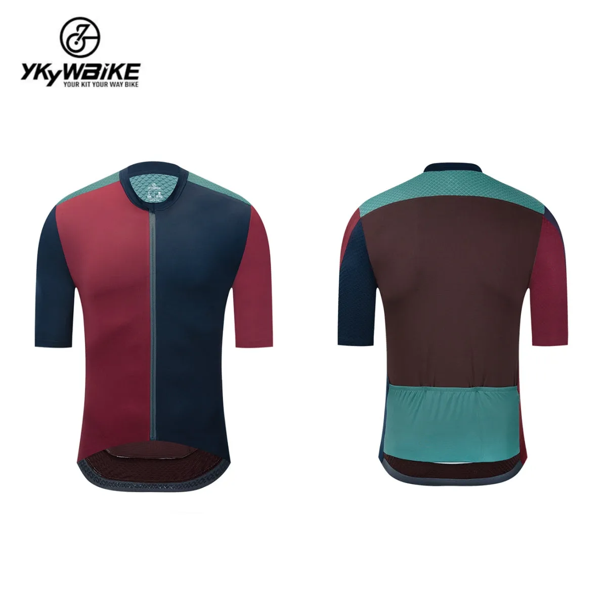 YKYW 2024 Men's New Cycling Jersey Moisture Wicking Quick Dry Multiple Color Combinations Colorblocking Blue Khaki