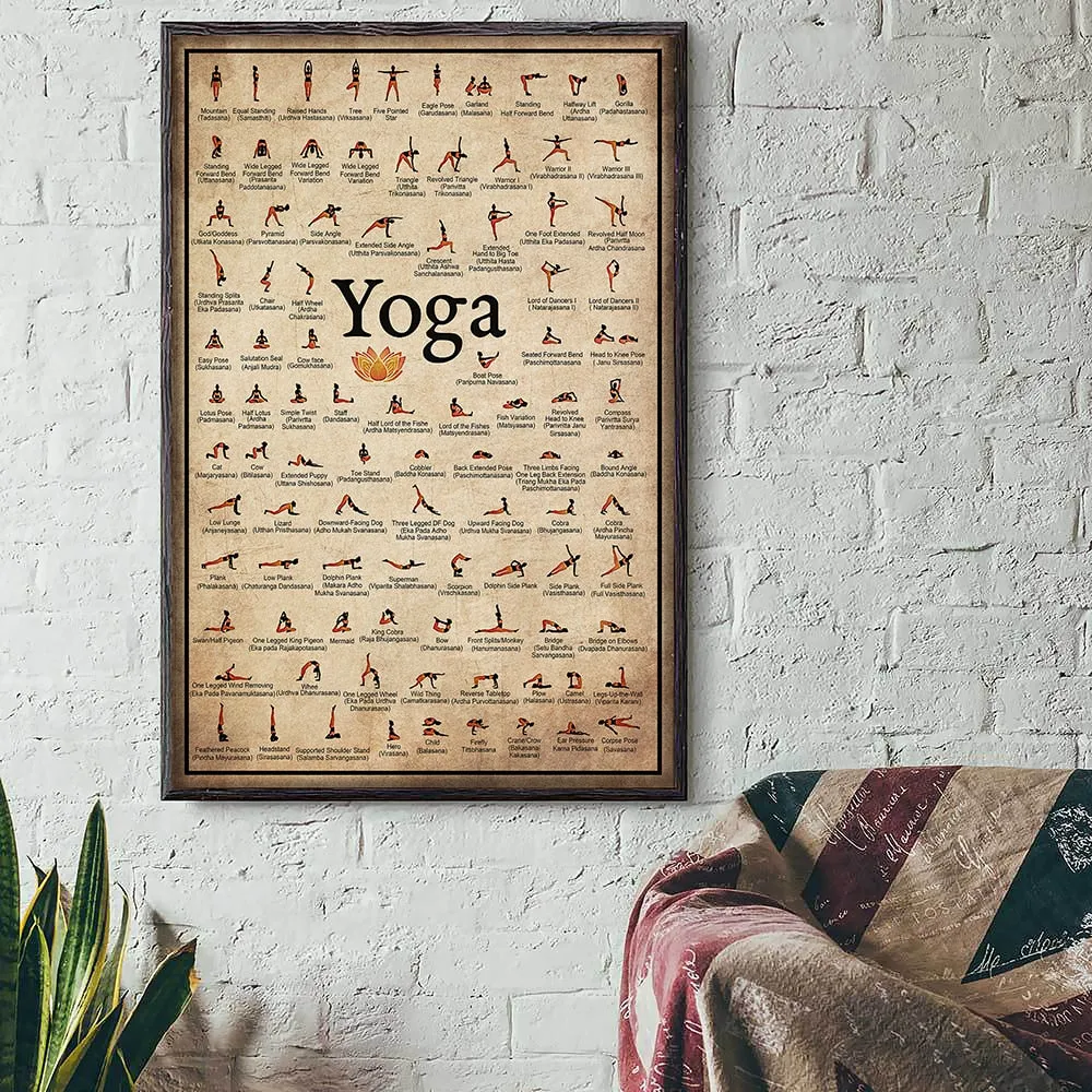 Yoga Poses Large Poster Or Small Chart Canvas 10 Different Sizes 95 Different Positions Including Ashtanga Workout Room Decor Or Throw One In Your Gym Bag