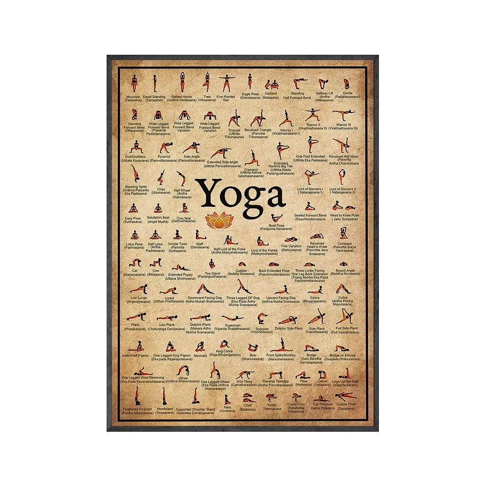 Yoga Poses Large Poster Or Small Chart Canvas 10 Different Sizes 95 Different Positions Including Ashtanga Workout Room Decor Or Throw One In Your Gym Bag