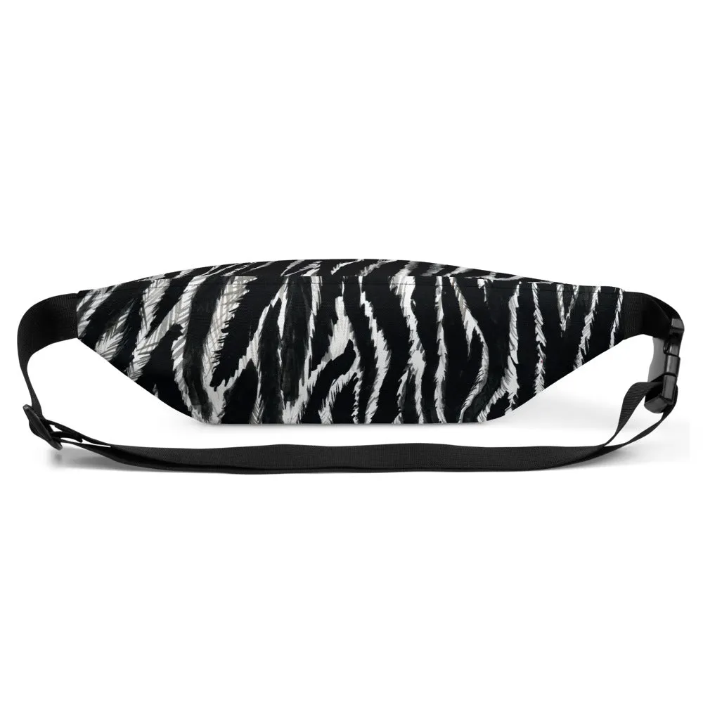 Zebra Print Fanny Pack, Modern Zebra Animal Print Chic Over The Shoulder Bag Waist Fanny Pack For Men or Women- Made in USA/EU