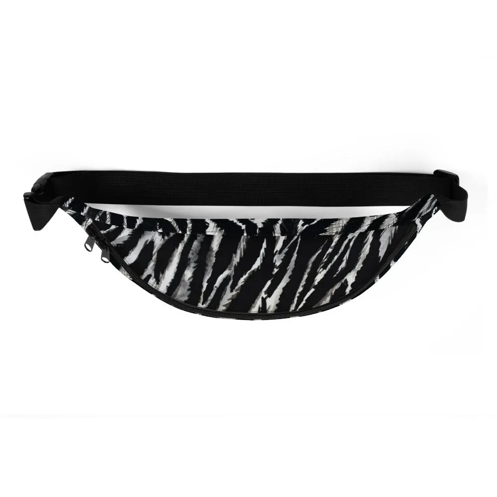 Zebra Print Fanny Pack, Modern Zebra Animal Print Chic Over The Shoulder Bag Waist Fanny Pack For Men or Women- Made in USA/EU